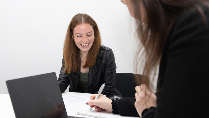 Woman working at a desk in an office